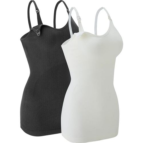 Nursing Tank Tops for Breastfeeding - Pregnancy Must Haves Maternity Camisoles with Built in Bra