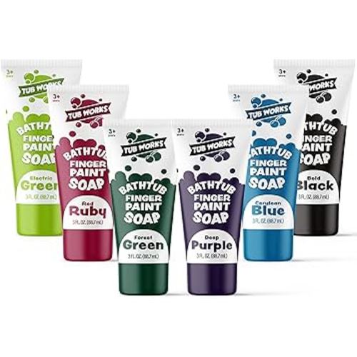 Tub Works® Bathtub Finger Paint Soap, Bold 6 Pack | Non-Toxic | Washable Bathtub Paint for Finger Painting on Tub Walls | Ideal Toddler Bath Toys for Creative Play | Easy to Clean, Fun Bath Paint