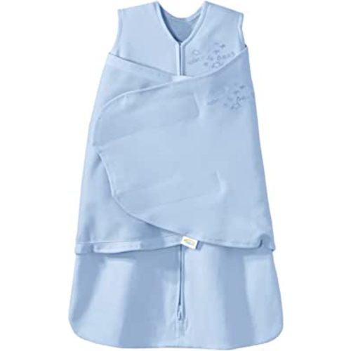 HALO 100% Cotton Sleepsack Swaddle, 3-Way Adjustable Wearable Blanket, TOG 1.5, Baby Blue, Newborn, 0-3 Months