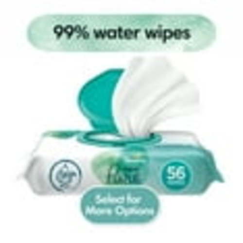 Pampers Aqua Pure Baby Wipes, 56 Count, 99% Water, Perfume Free, Sensitive Skin