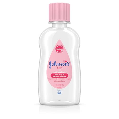 Johnson & Johnson Baby Oil, Pure Mineral Oil to Prevent Moisture Loss, Hypoallergenic, Original 3 fl. oz