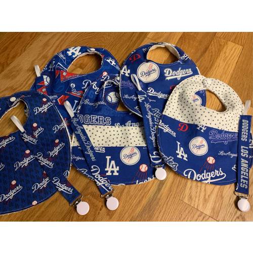 LA Dodgers Baby Gift Sets - Bibs and Pacifier Clips