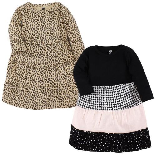 Hudson Baby Girl Cotton Dresses, Houndstooth Lt Pink, 0-3 Months
