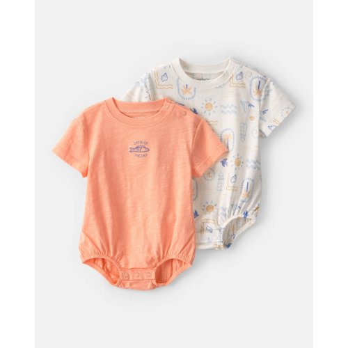 Baby 2-Pack Beach Multipack Bubble Rompers - Orange/Ivory | Carter's