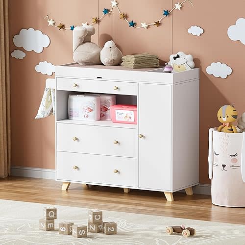 PAKASEPT Changing Table Modern Dresser with Wide Table Top