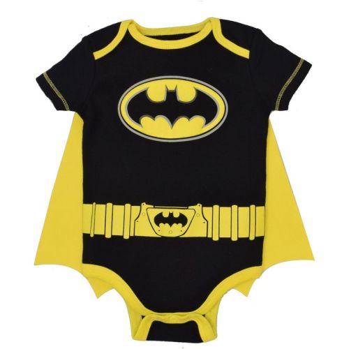 Dc Comics Justice League Batman Newborn Baby Boys Short Sleeve Bodysuit & Cape Batman Yellow 0-3 Months