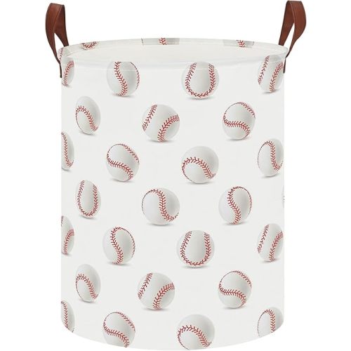 CLOCOR Kids Laundry Basket,Waterproof Baby Boys Nursery Hamper,Collapsible Fabric Storage Container,Toys Bin,Room Decor,Gift Basket（Baseball