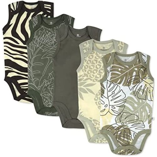 HonestBaby baby-boys Sleeveless Bodysuits One-piece 100% Organic Cotton for Baby Boys, Girls, Unisex