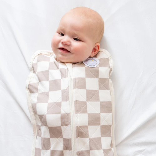 Dreamland Baby Co. Bamboo Classic Swaddle (Non-weighted) - Oat Latte Checkerboard, 0-6 Months