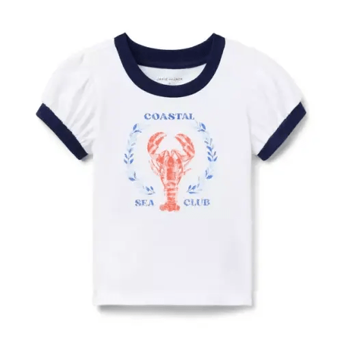 Girl White Sea Club Puff Sleeve Tee by Janie and Jack