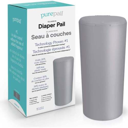 Classic Diaper Pail, Slate - PurePail Diapers & Wipes | Maisonette