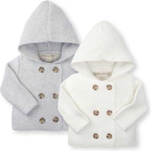 Baby Baby Hooded Sweater Gift Set, Gray Heather & White