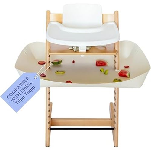 CATCHY -Food Catcher-Compatible with Stokke Tripp Trapp High Chair +11 Other High Chairs-Highchair Sold Separately-Baby & Toddler Food & Mess Catcher-Premium Linen Inspired -Under High Chair Accessory