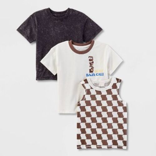 Grayson Mini Toddler Boys' 3pk Solid Tank Top And T- Shirt - 4t
