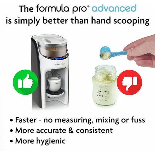 Baby Brezza New and Improved Formula Pro Advanced Formula Dispenser Machine - Automatically Mix a Warm Formula Bottle Instantly - Easily Make Bottle with Automatic Powder Blending, White