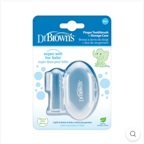 Dr. Brown's Silicone Finger Toothbrush for Baby with Travel-Storage Case, 3m+