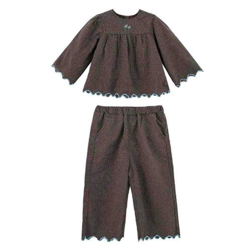 Dark Brown Polka Dot Scallop Set