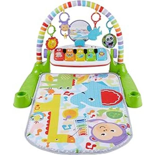Fisher-Price Baby Gym Newborn Playmat with Kick & Play Piano Musical Toy featuring Smart Stages Learning Content (French Version)