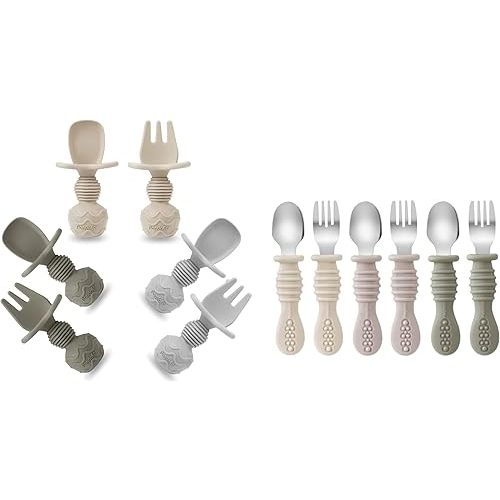PandaEar 12 Pack Silicone Baby Spoons and Fork