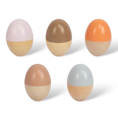 5 Pcs Wooden Baby Egg Shakers Hand Musical Maracas Percussion Instruments for Toddlers Kids