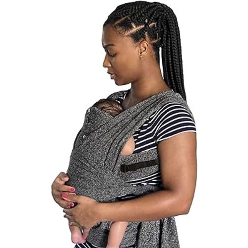 Boppy Baby Carrier- Adjustable ComfyFit, Heathered Gray, Hybrid Wrap with New Arm Straps to Fit More Bodies, 3 Carrying Positions, 0m+ 8-35lbs, Soft Yoga-Inspired Fabric Storage Pouch, Polyester Blend