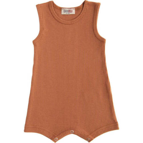 Terracotta Sleeveless Modal Romper, Orange - BANBLU | Maisonette
