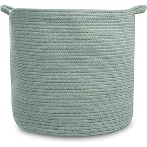 Natemia Large Storage Basket (15" x 15" x 14") - Woven Baskets for Storage, Baby Storage Basket and Toy Organizer, Blanket Basket, Perfect Baby Registry Gift, Rope Baskets for Storage, Basket Storage