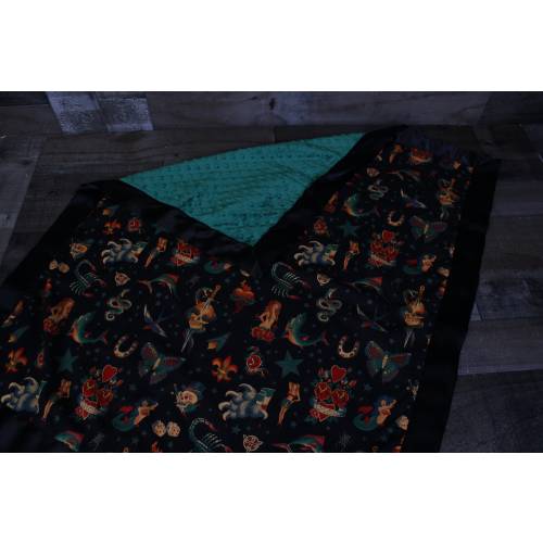 Baby Blanket. Receiving Blanket. Crib Blanket. Adult Blanket. Black Tattoo Blanket. Tattoo Blanket. 100% Cotton.