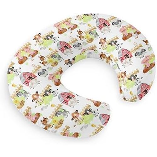 HawSkgFub Farm Animals Barn Life Nursing Pillow Cover for Baby Boys Girls, Neutral Cow Chicken Pig Sheep Horse Breastfeeding Pillow Slipcover, Nursing Pillowcase for Newborn Infant, Cover Only