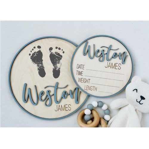 Baby Announcement Sign, Baby Name Sign for Hospital, Birth Announcement Sign, Footprint keepsake, Birth Stat Sign, Newborn Announcement Sign