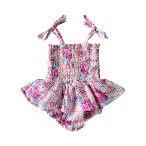 Muslin Smocked Bubble w/ Skirt, Garden Secrets