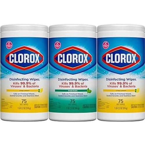 Clorox Disinfecting Wipes Value Pack, Household Essentials, 75 Count (Pack of 3)(Package May Vary)