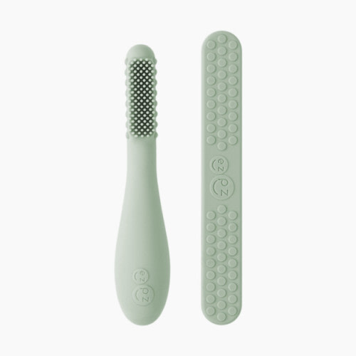 Baby-Led Toothbrush + Sensory Tongue Depressor Dual Pack - Sage
