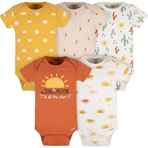 Gerber Unisex Baby 5-Pack Short-Sleeve Onesies - 6-9 Months - Southwest
