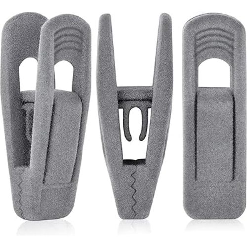 Grey Velvet Hangers Clips (80-Pack), Non-Slip Strong Velvet Hangers Clips for Velvet Skirt Hangers, Velvet Pants Hanger Velvet Clips Fit for Thin Velvet Clothes Suit Hangers