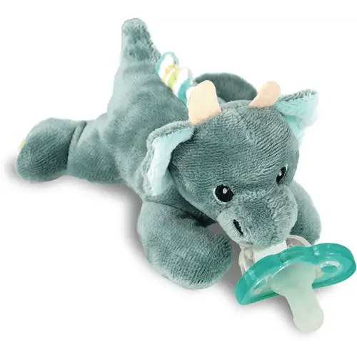 RaZbaby JollyPop Pacifier, Holder w/ Detachable Baby Pacifier, Stuffed Animal RaZbuddy, All Ages 0M+, 100% Medical Grade USA Made Silicone Pacifier, Machine Washable, Textured & Easy to Hold – Dragon