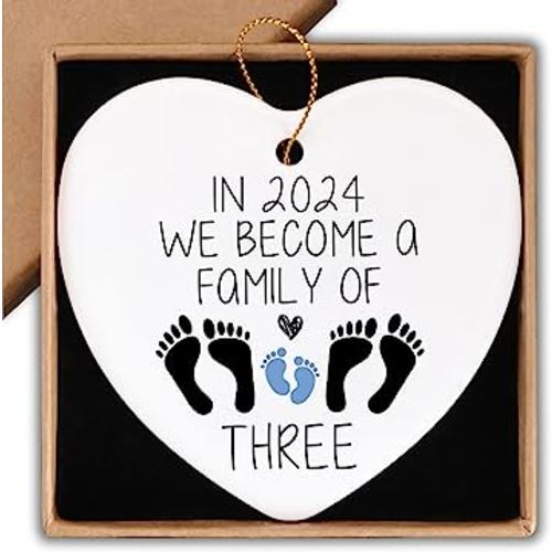 Pregnancy Announcements Gifts Soon to Be Mom & Dad in 2024 Christmas Ornament Keepsake Sign Heart Plaque Pregnancy Gifts for First Time Moms Dads Baby Announcements Ideas Blue