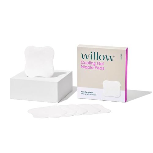 Willow Cooling Gel Nipple Pads for Breastfeeding, 6 Count, Soothing Nursing Pads for Sore Nipple Relief, Reuse for Up to 24 Hours and Enjoy Immediate Cooling Effect