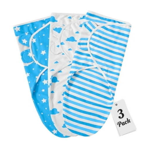 IR Imperial Rooms Newborn Baby Swaddle Wrap 3 Pack Organic Cotton Sleep Sack 0-3 Months Blue Unisex