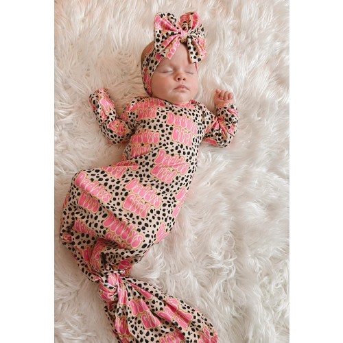 baby gown, knotted gown, tie gown with bow, daddy’s girl gown, baby going home outfit girl, baby gown coming home outfit, baby gown set