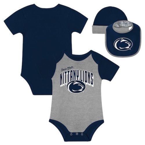 Penn State Nittany Lions Newborn & Infant Dynamic Duo Bodysuit, Bib & Cuffed Knit Hat Set
