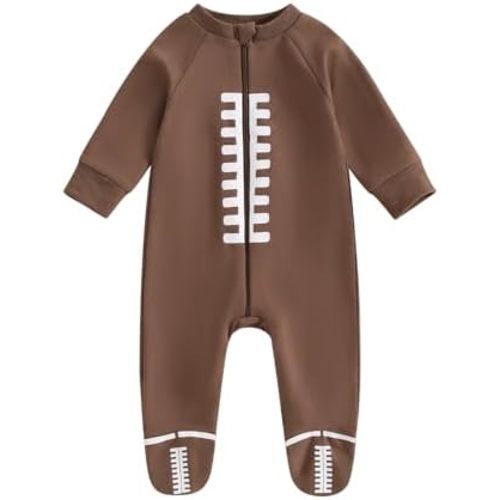 Infant Baby Boys Football Outfit Rugby Print Funny Sport Sweatshirt Romper Playsuit Football Season Bodysuit Jumpsuit