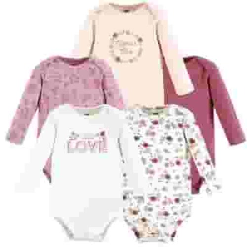 Hudson Baby Cotton Long-Sleeve Bodysuits, 5-Pack, Newborn- 24 Months