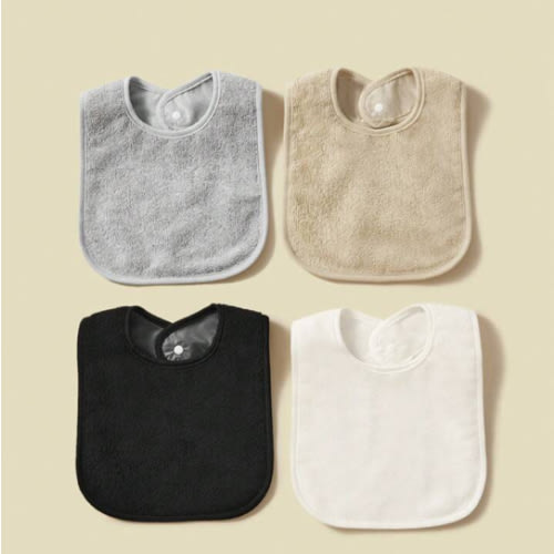 4pcs Soft And Absorbent Solid Color Button Closure Unisex Baby Bibs