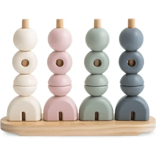 mushie Wooden Multi Shape Stacker | for Kids 3 Years+ | Preschool Educational & Toddler Montessori Toys (Original)
