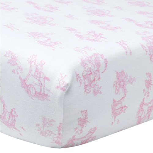 Pink Toile Baby Crib Sheets