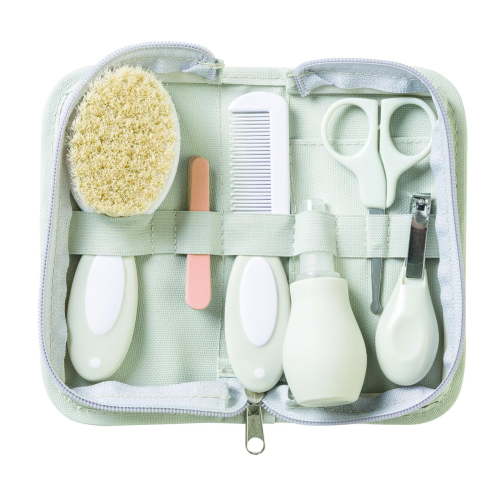 SARO Gray Baby Grooming Kit: Developmentally Beneficial Soft Brush & Safe Nail Tools for Kids