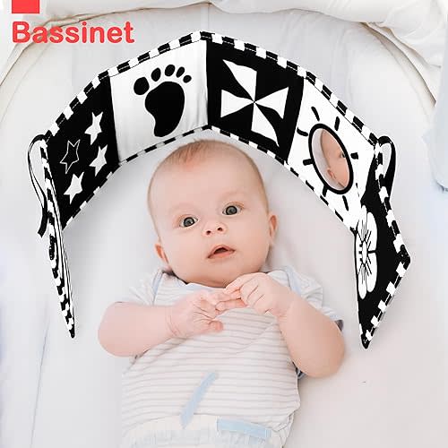 URMYWO Black and White Baby Toys, Tummy Time High Contrast Newborn Toys 0-3 Months, Soft Baby Book, Visual Stimulation Montessori Sensory Infant Toys 0-6-12 Months, Shower Gift, Easter Basket Stuffers