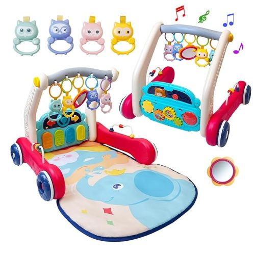 Baby Gym Play Mat & Baby Walker with Music and Light for Infants 0 Month Up
