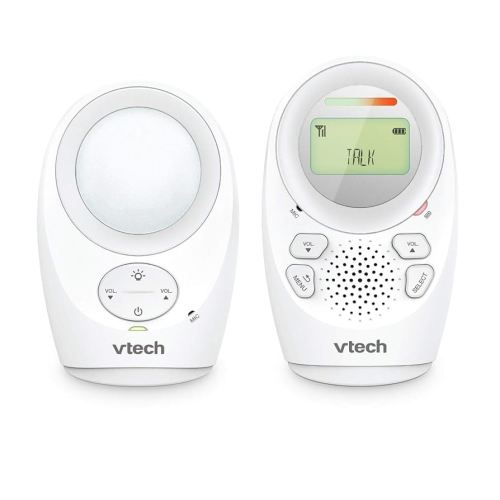 VTech DM1211 Enhanced Range Digital Audio Baby Monitor with Night Light, 1 Parent Unit, Silver & White